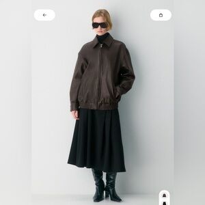 Aritzia Jones leather jacket in burnt brown